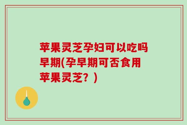 苹果灵芝孕妇可以吃吗早期(孕早期可否食用苹果灵芝？)
