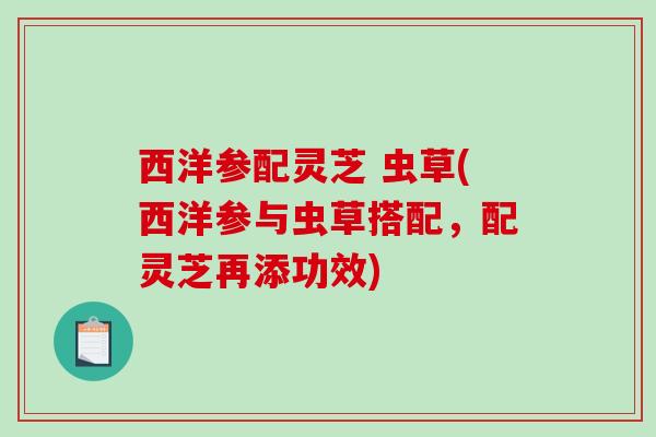 西洋参配灵芝 虫草(西洋参与虫草搭配，配灵芝再添功效)