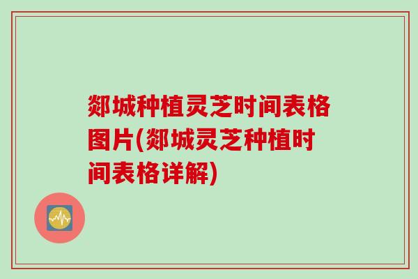 郯城种植灵芝时间表格图片(郯城灵芝种植时间表格详解)