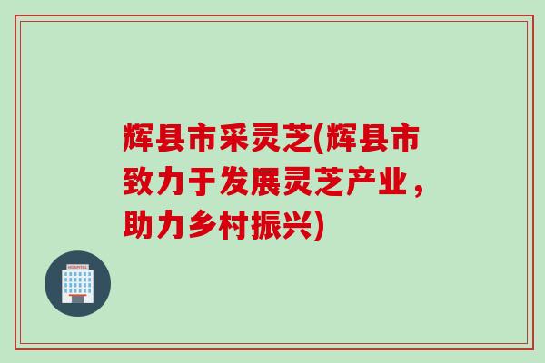 辉县市采灵芝(辉县市致力于发展灵芝产业，助力乡村振兴)