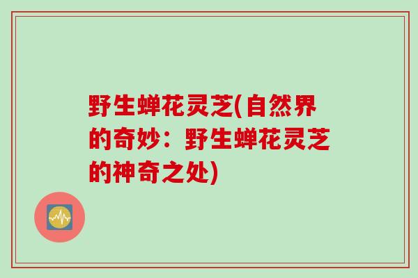 野生蝉花灵芝(自然界的奇妙：野生蝉花灵芝的神奇之处)