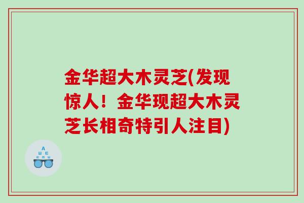 金华超大木灵芝(发现惊人！金华现超大木灵芝长相奇特引人注目)