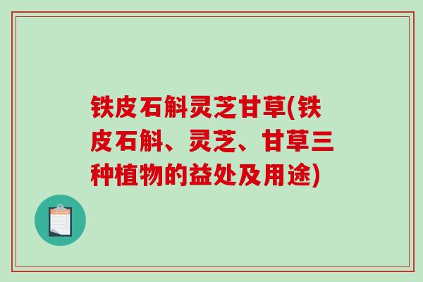铁皮石斛灵芝甘草(铁皮石斛、灵芝、甘草三种植物的益处及用途)