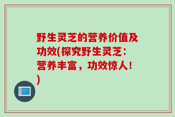野生灵芝的营养价值及功效(探究野生灵芝：营养丰富，功效惊人！)