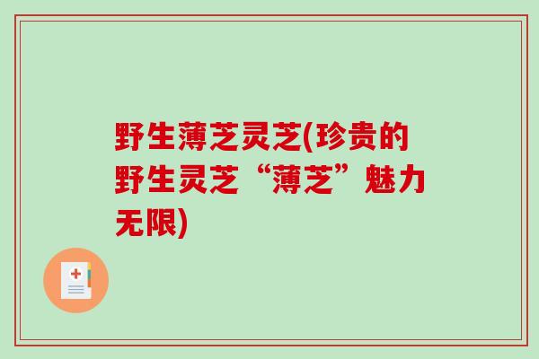 野生薄芝灵芝(珍贵的野生灵芝“薄芝”魅力无限)