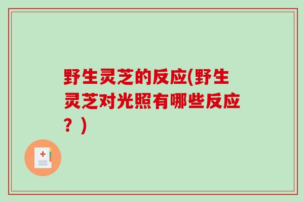 野生灵芝的反应(野生灵芝对光照有哪些反应？)
