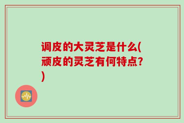 调皮的大灵芝是什么(顽皮的灵芝有何特点？)