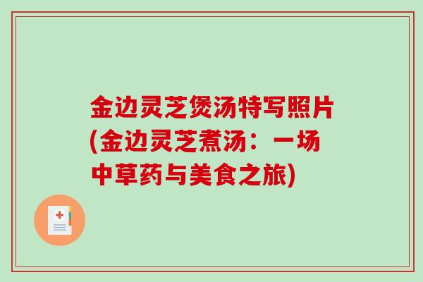 金边灵芝煲汤特写照片(金边灵芝煮汤：一场中草药与美食之旅)