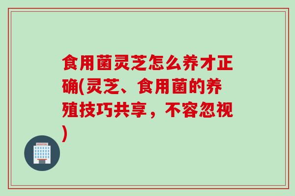 食用菌灵芝怎么养才正确(灵芝、食用菌的养殖技巧共享，不容忽视)