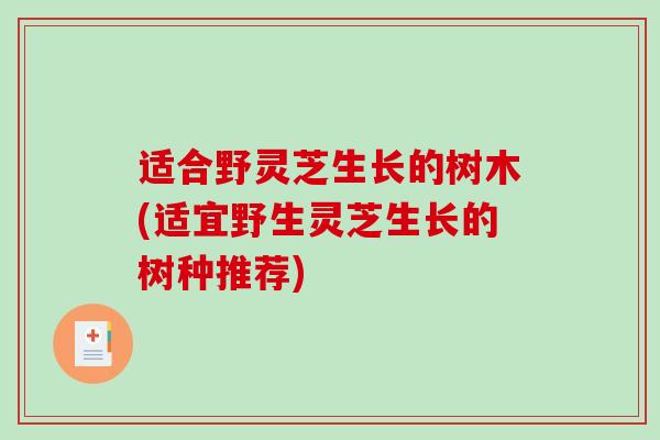 适合野灵芝生长的树木(适宜野生灵芝生长的树种推荐)