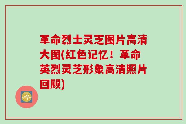 革命烈士灵芝图片高清大图(红色记忆！革命英烈灵芝形象高清照片回顾)