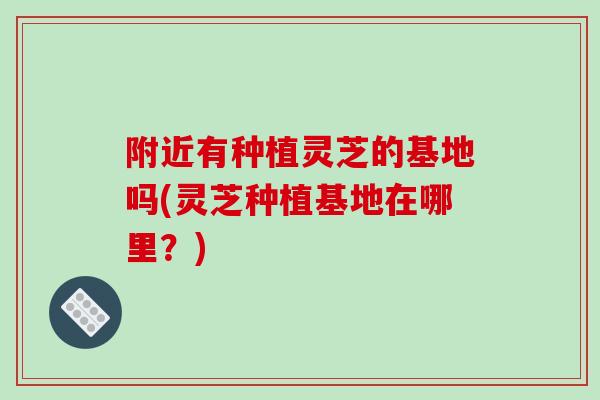 附近有种植灵芝的基地吗(灵芝种植基地在哪里？)