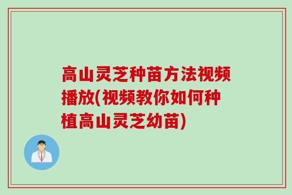 高山灵芝种苗方法视频播放(视频教你如何种植高山灵芝幼苗)