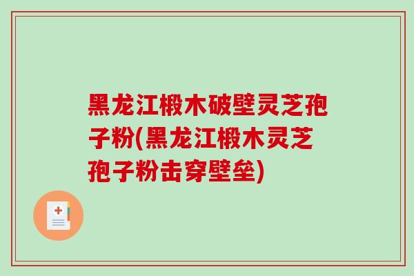 黑龙江椴木破壁灵芝孢子粉(黑龙江椴木灵芝孢子粉击穿壁垒)