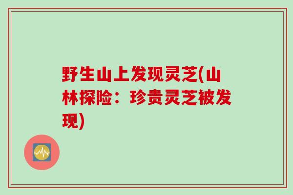 野生山上发现灵芝(山林探险：珍贵灵芝被发现)