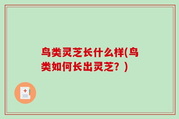 鸟类灵芝长什么样(鸟类如何长出灵芝？)