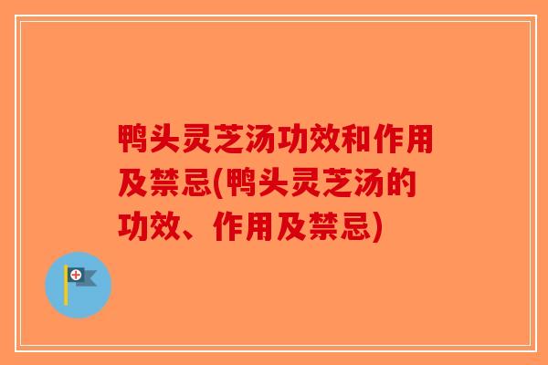 鸭头灵芝汤功效和作用及禁忌(鸭头灵芝汤的功效、作用及禁忌)