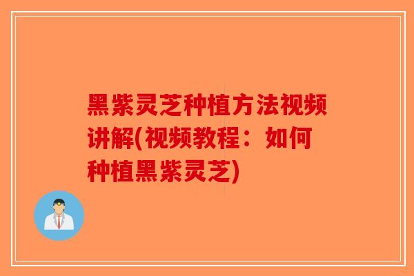 黑紫灵芝种植方法视频讲解(视频教程：如何种植黑紫灵芝)