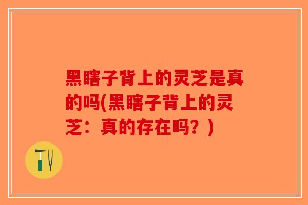 黑瞎子背上的灵芝是真的吗(黑瞎子背上的灵芝：真的存在吗？)