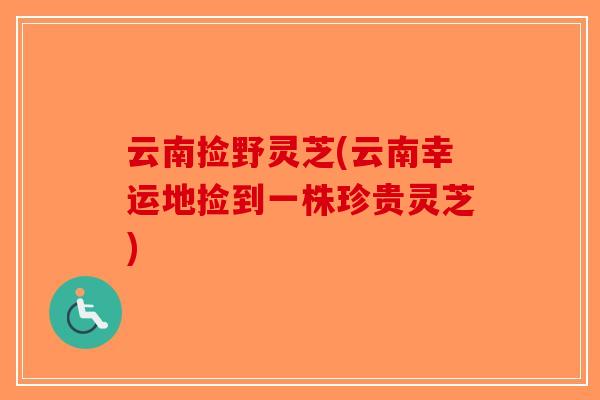 云南捡野灵芝(云南幸运地捡到一株珍贵灵芝)