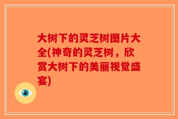 大树下的灵芝树图片大全(神奇的灵芝树，欣赏大树下的美丽视觉盛宴)