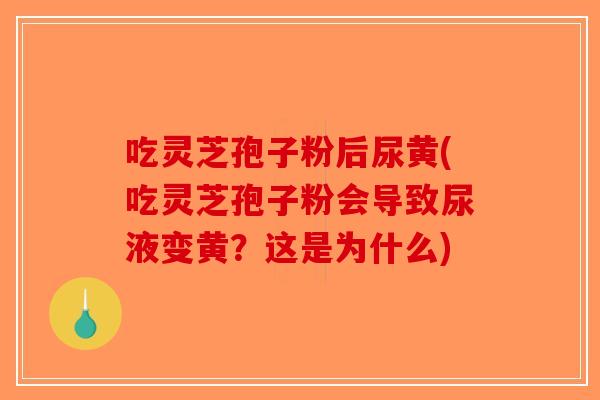 吃灵芝孢子粉后尿黄(吃灵芝孢子粉会导致尿液变黄？这是为什么)