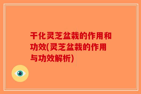 干化灵芝盆栽的作用和功效(灵芝盆栽的作用与功效解析)