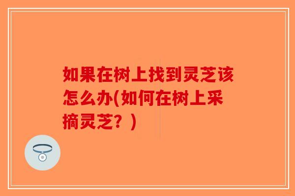 如果在树上找到灵芝该怎么办(如何在树上采摘灵芝？)