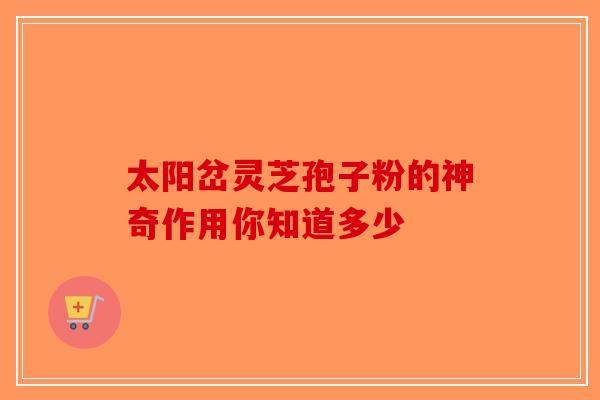 太阳岔灵芝孢子粉的神奇作用你知道多少