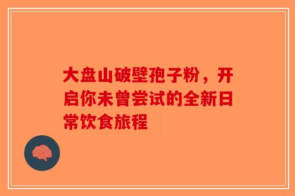 大盘山破壁孢子粉，开启你未曾尝试的全新日常饮食旅程