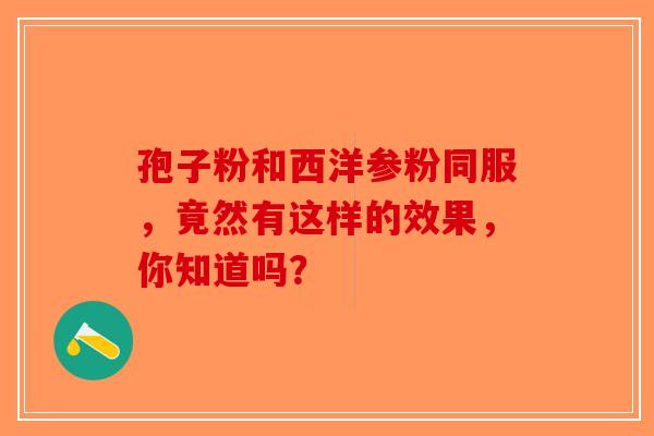 孢子粉和西洋参粉同服，竟然有这样的效果，你知道吗？